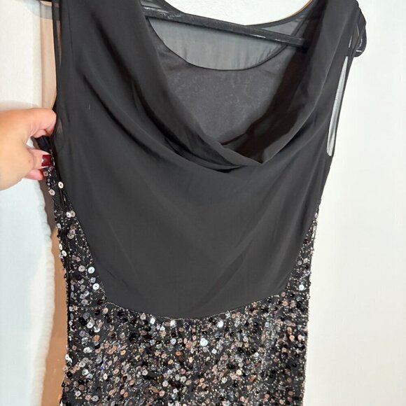 Laundry by Shelli Segal charcoal sequin low back mini dress - Picture 3 of 6